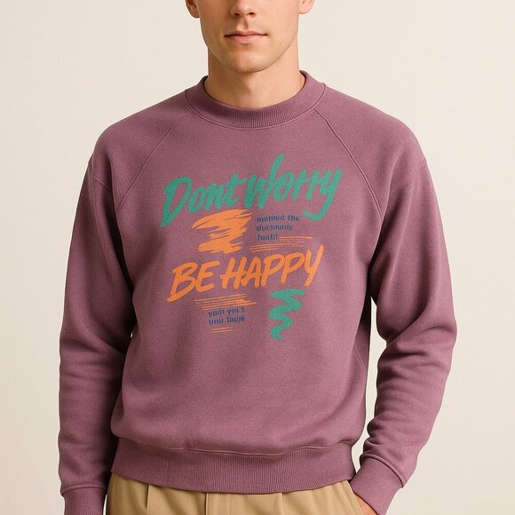 Pannill Other - Pannill Sweater L Purple Vintage Graphic Don’t Worry Pullover 80s USA Made